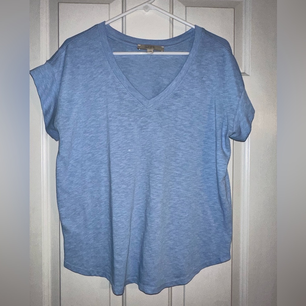 Loft blue Vneck top size medium